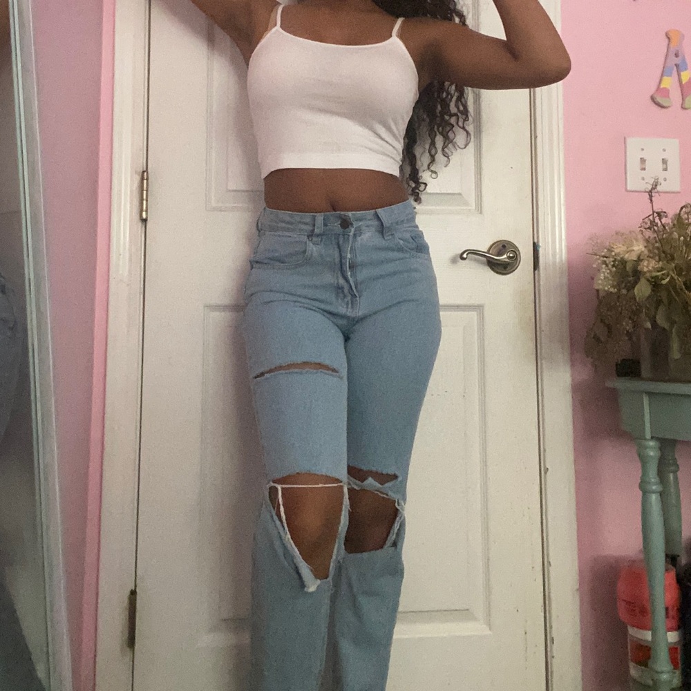 SHEIN Women's Torn Light blue Jeans size xs